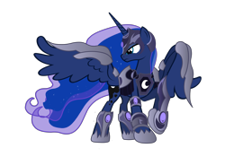 Size: 5864x4094 | Tagged: dead source, safe, artist:mrflabbergasted, artist:zedrin, character:princess luna, absurd resolution, armor, female, simple background, solo, transparent background, vector, wing armor