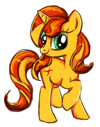 Size: 614x785 | Tagged: safe, artist:ii-art, character:sunset shimmer, species:pony, faec, female, raised hoof, smirk, solo, twiface