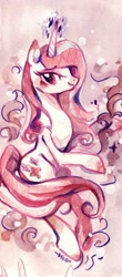 Size: 1337x3028 | Tagged: safe, artist:mi-eau, character:fleur-de-lis, species:pony, species:unicorn, g4, abstract background, female, mare, photoshop, solo, traditional art