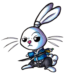 Size: 830x864 | Tagged: safe, artist:darkone10, character:angel bunny, crossover, male, miyamoto usagi, samurai, solo, sword, usagi yojimbo