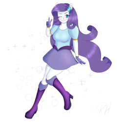 Size: 1600x1600 | Tagged: safe, artist:robynne, character:rarity, my little pony:equestria girls, female, humanized, magical girl, solo