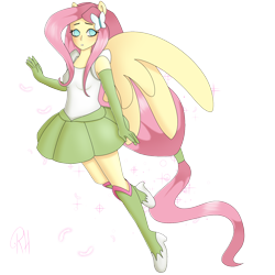Size: 1600x1600 | Tagged: safe, artist:robynne, character:fluttershy, my little pony:equestria girls, boots, female, humanized, magical girl, paraskirt, solo