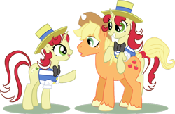 Size: 900x584 | Tagged: safe, artist:trotsworth, character:applejack, character:flam, character:flim, ship:flimjack, applejack (male), applejack (male) gets all the mares, female, flamjack, flim flam brothers, flimflamjack, male, rule 63, sham, shim, shim sham sisters, shimshamjack, shipping, straight