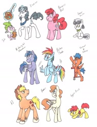 Size: 1795x2365 | Tagged: safe, artist:frankilew, character:apple bloom, character:applejack, character:barb, character:fluttershy, character:pinkie pie, character:rainbow dash, character:rarity, character:scootaloo, character:spike, character:sweetie belle, character:twilight sparkle, character:twilight sparkle (alicorn), oc:dusk shine, species:alicorn, species:dragon, species:earth pony, species:pegasus, species:pony, species:unicorn, applebuck, applejack (male), bubble berry, butterscotch, cutie mark crusaders, elusive, glowing horn, horn, looking up, magic, mane seven, mane six, paintbrush, rainbow blitz, rule 63, scooteroll, silver bell, telekinesis, traditional art