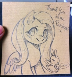 Size: 472x499 | Tagged: safe, artist:mi-eau, character:angel bunny, character:fluttershy, monochrome, traditional art