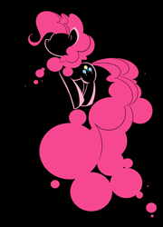 Size: 2075x2889 | Tagged: safe, artist:bamboodog, character:pinkie pie, species:earth pony, species:pony, black background, cutie mark, female, hooves, jumping, lineart, mare, minimalist, modern art, simple background, solo