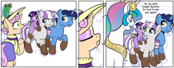 Size: 1000x390 | Tagged: safe, artist:muffinshire, character:night light, character:princess celestia, character:smarty pants, character:twilight sparkle, character:twilight velvet, oc, comic:twilight's first day, comic, dirty, filly, mud, wip