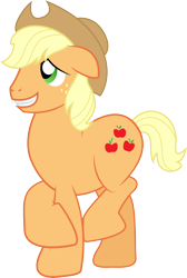 Size: 6552x9733 | Tagged: safe, artist:silentmatten, character:applejack, character:big mcintosh, episode:magic duel, g4, my little pony: friendship is magic, absurd resolution, applejack (male), big jackintosh, crossed hooves, disguise, floppy ears, grin, raised hoof, raised leg, rule 63, simple background, smiling, solo, transparent background, vector