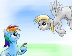 Size: 4200x3300 | Tagged: safe, artist:verulence, character:derpy hooves, character:rainbow dash, species:pegasus, species:pony, female, hammer, head lump, mare