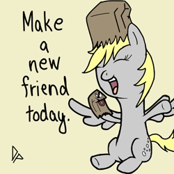 Size: 2000x2000 | Tagged: safe, artist:doggonepony, character:derpy hooves, species:pegasus, species:pony, female, hand puppet, mare, paper bag, puppet, solo
