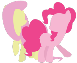 Size: 3387x2763 | Tagged: safe, artist:euphoriapony, character:fluttershy, character:pinkie pie, ship:flutterpie, female, lesbian, minimalist, shipping, simple background, transparent background, vector