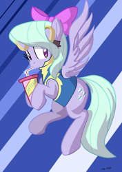 Size: 1000x1414 | Tagged: safe, artist:nasse, artist:php131, character:flitter, collaboration, drink, drinking, female, solo, wonderbolt trainee uniform