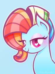 Size: 1280x1707 | Tagged: safe, artist:euphoriapony, character:rainbow dash, species:pegasus, species:pony, alternate hairstyle, bust, eyeshadow, female, heart eyes, makeup, mare, solo, tomboy taming, wingding eyes