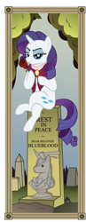 Size: 1500x3882 | Tagged: safe, artist:icaron, character:prince blueblood, character:rarity, species:pony, species:unicorn, blueabuse, crossover, duo, female, grave, gravestone, implied death, implied murder, mare, show accurate, solo, stretching portrait, the haunted mansion