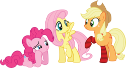 Size: 15892x8647 | Tagged: safe, artist:quanno3, character:applejack, character:fluttershy, character:pinkie pie, absurd resolution, clothing, simple background, socks, striped socks, transparent background, vector