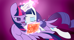 Size: 500x270 | Tagged: safe, artist:isle-of-forgotten-dreams, character:rarity, character:twilight sparkle, character:twilight sparkle (alicorn), species:alicorn, species:pony, ship:rarilight, female, hug, lesbian, mare, shipping, winghug