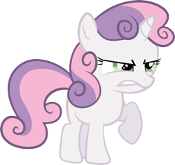 Size: 5643x5314 | Tagged: dead source, safe, artist:quanno3, character:sweetie belle, species:pony, species:unicorn, absurd resolution, angry, female, filly, raised hoof, simple background, solo, transparent background, vector