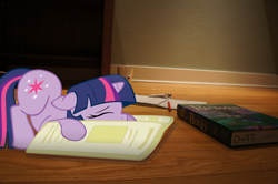 Size: 900x599 | Tagged: safe, artist:biodegradablebox, artist:bri-sta, artist:somepony, character:twilight sparkle, biology, book, cute, dawwww, irl, pen, photo, ponies in real life, sleeping, vector