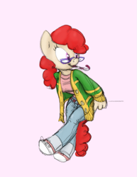 Size: 587x760 | Tagged: safe, artist:carnifex, artist:deeriojim, character:twist, species:anthro, species:earth pony, species:pony, clothing, colored, female, glasses, solo