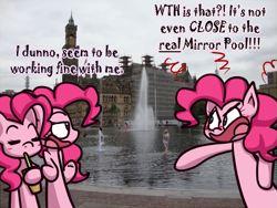 Size: 733x550 | Tagged: safe, artist:alittleofsomething, character:pinkie pie, clone, clones, irl, mirror pool, photo, pinkie clone, ponies in real life