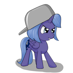 Size: 900x900 | Tagged: safe, artist:sokolas, character:princess luna, species:pony, cute, female, filly, saucepan, solo, woona