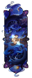 Size: 510x1223 | Tagged: safe, artist:secret-pony, character:nightmare moon, character:princess luna, duality, magic, stained glass