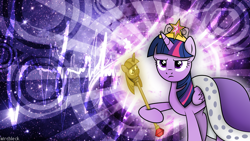 Size: 1920x1080 | Tagged: safe, artist:mrcbleck, character:twilight sparkle, character:twilight sparkle (alicorn), species:alicorn, species:pony, episode:princess twilight sparkle, g4, my little pony: friendship is magic, angry, big crown thingy, female, golden, mare, solo, twilight scepter, wallpaper