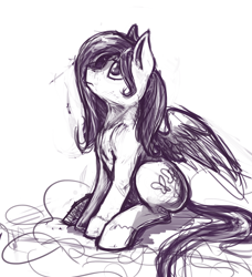 Size: 1012x1111 | Tagged: safe, artist:bantha, character:fluttershy, female, grayscale, monochrome, solo