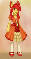 Size: 1343x2495 | Tagged: safe, artist:misukitty, character:apple bloom, female, lolita fashion, mary janes, semi-anthro, solo