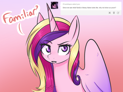 Size: 1280x960 | Tagged: safe, artist:sugarberry, character:princess cadance, ask-cadance, female, messy mane, solo, tumblr
