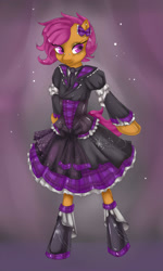 Size: 1592x2648 | Tagged: safe, artist:misukitty, character:scootaloo, species:pegasus, species:pony, bipedal, clothing, female, lolita fashion, semi-anthro, solo