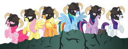 Size: 1280x492 | Tagged: safe, artist:mrlolcats17, character:applejack, character:fluttershy, character:pinkie pie, character:rainbow dash, character:rarity, character:twilight sparkle, skyrim, the elder scrolls