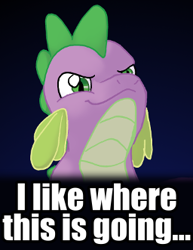Size: 256x331 | Tagged: safe, artist:wingbeatpony, character:spike, caption, male, older, older spike, reaction image, solo
