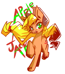 Size: 1352x1540 | Tagged: safe, artist:renokim, character:applejack, female, looking at you, running, solo