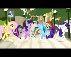Size: 1280x1024 | Tagged: safe, artist:theartrix, character:fluttershy, character:rainbow dash, character:rarity, character:twilight sparkle, abbey road, parody, polka is magic, the beatles, youtube link