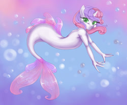 Size: 2368x1960 | Tagged: safe, artist:misukitty, character:sweetie belle, species:anthro, cute, diasweetes, female, mermaid, merpony, solo, underwater
