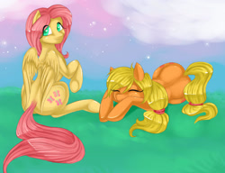 Size: 2431x1871 | Tagged: safe, artist:misukitty, character:applejack, character:fluttershy