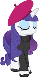 Size: 4255x8467 | Tagged: safe, artist:quanno3, character:rarity, absurd resolution, beatnik rarity, beret, clothing, female, hat, simple background, solo, sweater, transparent background, vector
