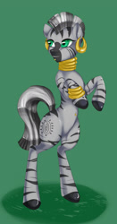 Size: 1264x2408 | Tagged: safe, artist:misukitty, character:zecora, species:zebra, belly button, bellyring, bipedal, female, solo