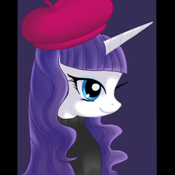Size: 2222x2222 | Tagged: safe, artist:jacky-bunny, character:rarity, beatnik rarity, beret, clothing, female, hat, high res, solo, sweater