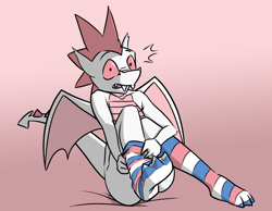 Size: 1280x995 | Tagged: safe, artist:dmann892, character:fizzle, species:dragon, ask closet fizzle, caught, clothing, male, socks, solo, striped socks, teenaged dragon