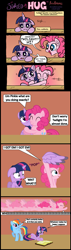 Size: 1047x3687 | Tagged: safe, artist:bronybyexception, artist:redapropos, character:pinkie pie, character:rainbow dash, character:twilight sparkle, character:twilight sparkle (alicorn), character:twilight sparkle (unicorn), species:alicorn, species:pegasus, species:pony, species:unicorn, alicornified, cameo, comic, deadpool, everything went better than expected, hug, ironic, it started with a hug, modular, pegasus pinkie pie, race swap, reading, subliminal deadpool, when you see it, wings