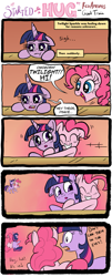 Size: 669x1653 | Tagged: safe, artist:php131, artist:redapropos, character:pinkie pie, character:twilight sparkle, collaboration, comic, hug, it started with a hug, time paradox