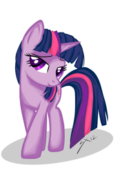 Size: 1083x1532 | Tagged: safe, artist:sierraex, character:twilight sparkle, character:twilight sparkle (unicorn), species:pony, species:unicorn, bedroom eyes, female, grin, looking at you, mare, smiling, solo