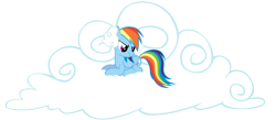 Size: 3451x1500 | Tagged: safe, artist:sierraex, character:rainbow dash, species:pegasus, species:pony, annoyed, cloud, cutie mark, female, lying down, lying on a cloud, mare, on a cloud, plugged ears, prone, simple background, solo, transparent background, vector