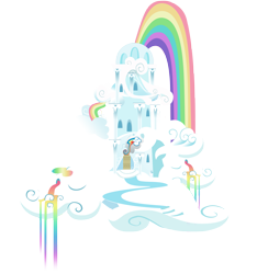 Size: 3845x4100 | Tagged: safe, artist:sierraex, episode:the return of harmony, g4, my little pony: friendship is magic, building, cloud, cloud house, house, no pony, rainbow, rainbow dash's house, rainbow waterfall, simple background, transparent background, vector