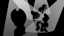 Size: 2500x1400 | Tagged: safe, artist:sierraex, character:applejack, character:pinkie pie, character:rainbow dash, character:rarity, black background, silhouette, simple background, vector