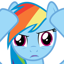 Size: 1024x1024 | Tagged: safe, artist:byteslice, character:rainbow dash, species:pony, close-up, female, looking at you, mare, my brain is full of fuck, open mouth, reaction image, simple background, solo, transparent background, vector