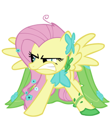 Size: 1926x2107 | Tagged: safe, artist:sierraex, character:fluttershy, episode:the best night ever, g4, my little pony: friendship is magic, angry, clothing, dress, female, flutterrage, gala dress, simple background, solo, transparent background, vector