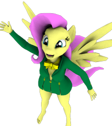 Size: 658x745 | Tagged: safe, artist:sparkyfox, character:fluttershy, species:anthro, species:plantigrade anthro, episode:filli vanilli, g4, my little pony: friendship is magic, 3d, barefoot, cg, feet, female, poser, simple background, singing, solo, transparent background